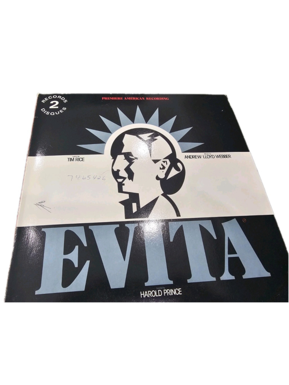 Evita Premiere American Recording 1979 MCA Gloversville Press 2LPs w Libretto EX